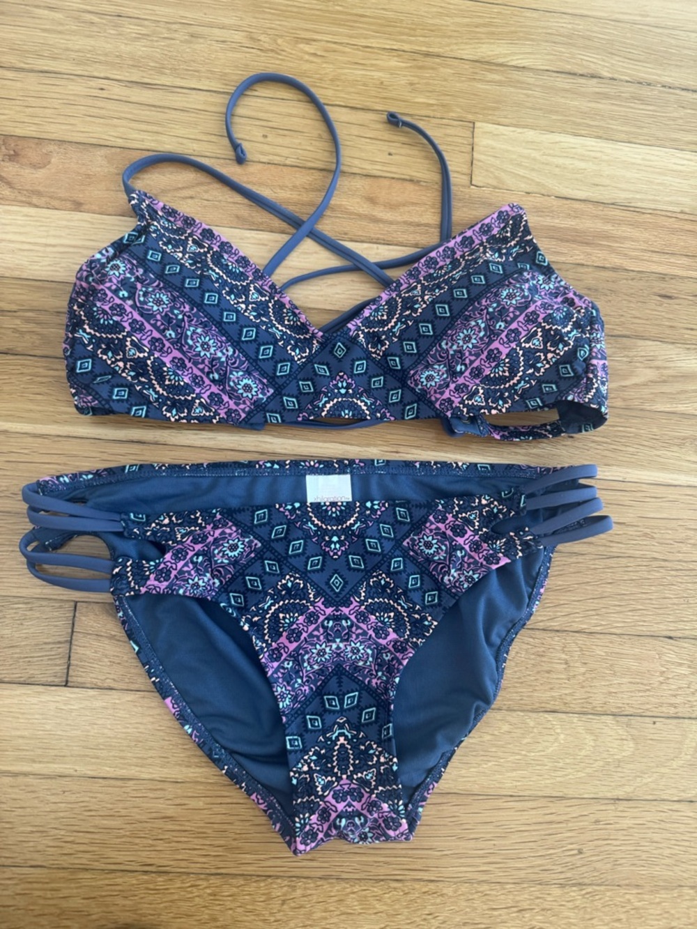 Xhilaration Swim Blue Hippy Bohemian Style 2 Piece Bikini